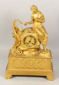 A VERY GOOD FRENCH EMPIRE ORMOLU CLOCK with a classical female figure of Eve and snake. Clock face