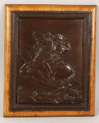 BONAPARTE A GOOD BRONZE PLAQUE OF BONAPARTE on a rearing horse. 10ins x 8.5ins.