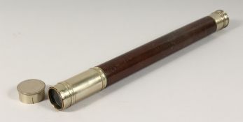 A GIEVES LTD LEATHER AND METAL TELESCOPE, ROSS, LONDON. No. 83156 24ins open.