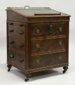 A SUPERB LARGE REGENCY GILLOW DESIGN MAHOGANY DAVENPORT, the rising top with leather writing panel