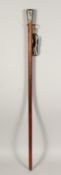 A SILVER TOP WALKING CANE 33ins long
