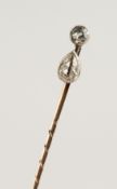 A DIAMOND SET TIE PIN, 2 STONES, cased, Goldsmith & Silversmith Co.