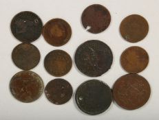 A CORNISH COPPER PENNY, 1811 and other coins.