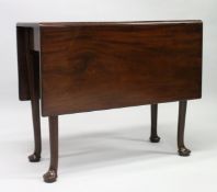 A GEORGIAN MAHOGANY DROPLEAF, GATELEG DINING TABLE, with plain rectangular top, on four turned