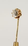 A SINGLE STONE DIAMOND TIE PIN, cased.