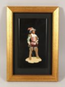 A VERY GOOD ITALIAN PIETRA DURA PLAQUE OF A CAVILLER. 6.75ins x3.75ins.