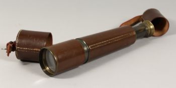 A BROADHURST, CLARKSON & CO, LONDON, LEATHER CASED TELESCOPE.