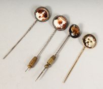 A FOX AND THREE DOGS ENAMEL TIE PINS (4).