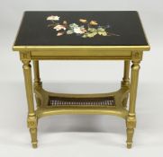 A SUPERB 19TH CENTURY DERBYSHIRE ASHFORD MARBLE TABLE inset with coloured marbles, including lapis