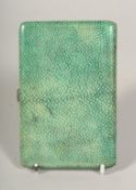 A SILVER AND SHAGREEN CIGARETTE CASE, 5ins x 3ins. London, 1932.