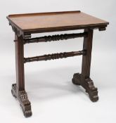 A 19TH CENTURY MAHOGANY METAMORPHIC RISE AND FALL READING TABLE, with a rectangular joined top