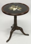 A SUPERB 19TH CENTURY DERBYSHIRE ASHFORD MARBLE CIRCULAR TABLE, the top inset with coloured
