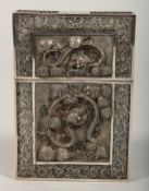 A CHINESE SILVER FILIGREE CALLING CARD CASE. 3.75ins x 2.5ins.