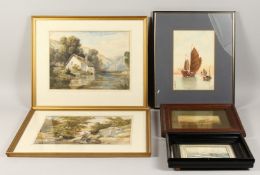 HENRY HEWITT (1818 - 1879) BRITISH, A PAIR OF WATERCOLOUR LANDSCAPES OF RIVER SCENES. 10ins x