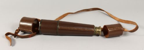 A BROADHURST, CLARKSON & CO, LONDON, LEATHER CASED TELESCOPE.
