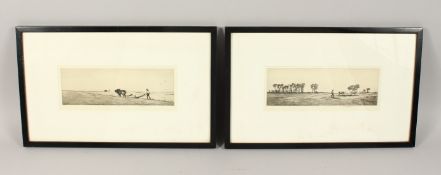 WILLIAM RENISON (1818 - 1879) BRITISH, A PAIR OF ENGRAVINGS OF PLOUGHING SCENES, signed in pencil.