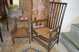 A child's chair and another chair.