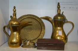 A collection of eastern metalware.