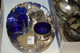 A silver plated dish and another item.