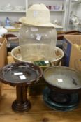 Decorative pottery items, a large glass jar etc.