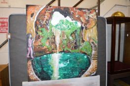 A large modern painting, oil on canvas, unframed.