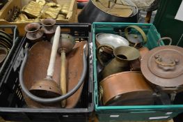 A large quantity of copperware.