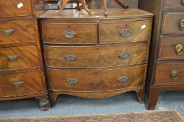 A 19th century mahogany small bow front chest of drawers.