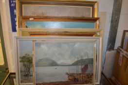 A quantity of large oil paintings etc.