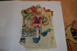 A collection of Japanese wood block prints.