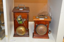 Two early mahogany electric bells.