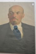 A bust length portrait of Lenin, oil on canvas, unframed.