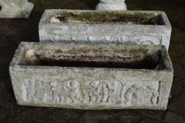A pair of painted composite garden rectangular troughs.