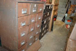 Two old metal filing units.
