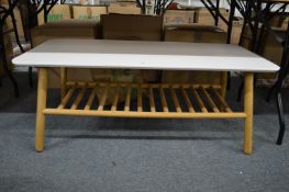 A modern two tier coffee table.