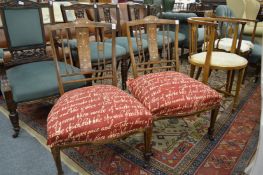 A pair of pretty Victorian inlaid mahogany occasional chairs.