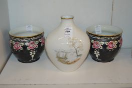 A vase and two Shelley miniature jardinieres.