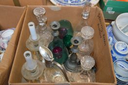 Cut glass decanters and other glassware.