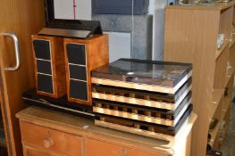 Bang & Olufsen, a Beogram 6500 hi-fi unit comprising four separate components plus a pair of