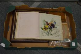 A good Victorian leather bound scrap album containing watercolours, pressed flowers, poems etc.