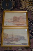 Phil Osment, Coastal Landscapes, watercolours, a pair.