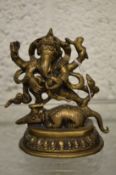 A small bronze figure of Ganesh.