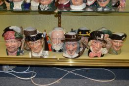 Ten large Royal Doulton character jugs.