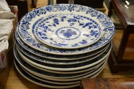 Blue and white dishes.