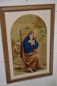A woolwork picture of a seated gentleman.