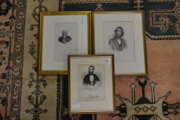 Three engraved portraits of gentlemen.