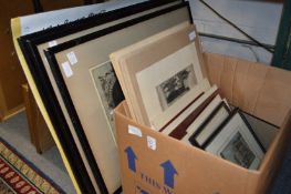 Various engravings and etchings etc., some unframed.