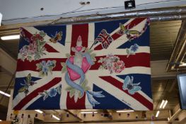 A rare Jubilee woolwork wall hanging designed by Lucinda Chambers and made by The Rug Company, woven