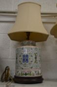 A large Chinese pottery table lamp.
