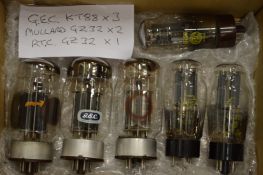 Five early valves, three GEC KT88, two Mullard GZ32 and one RTCGZ32.