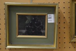 Patricia Bunyan, a small still life of a bunch of grapes.